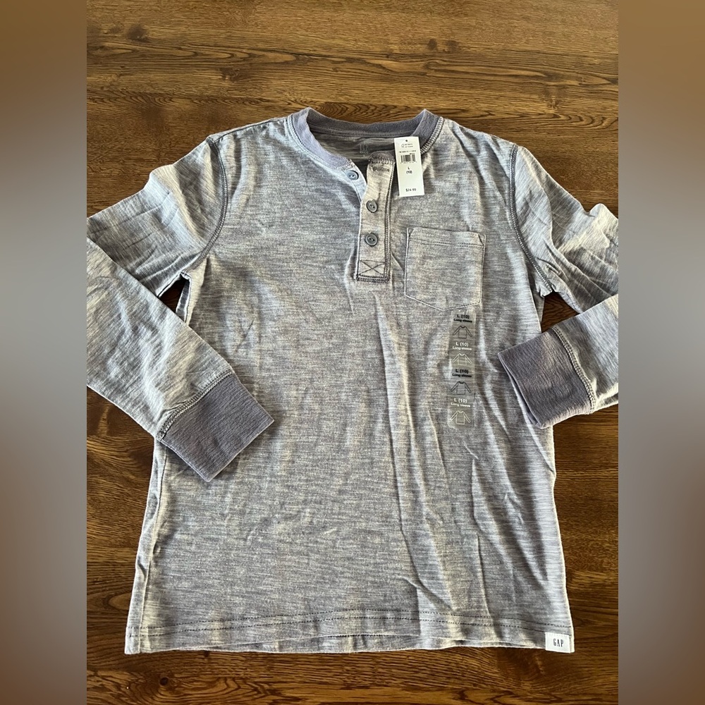 GAP Kids Long Sleeve Henley Shirt size Large NWT